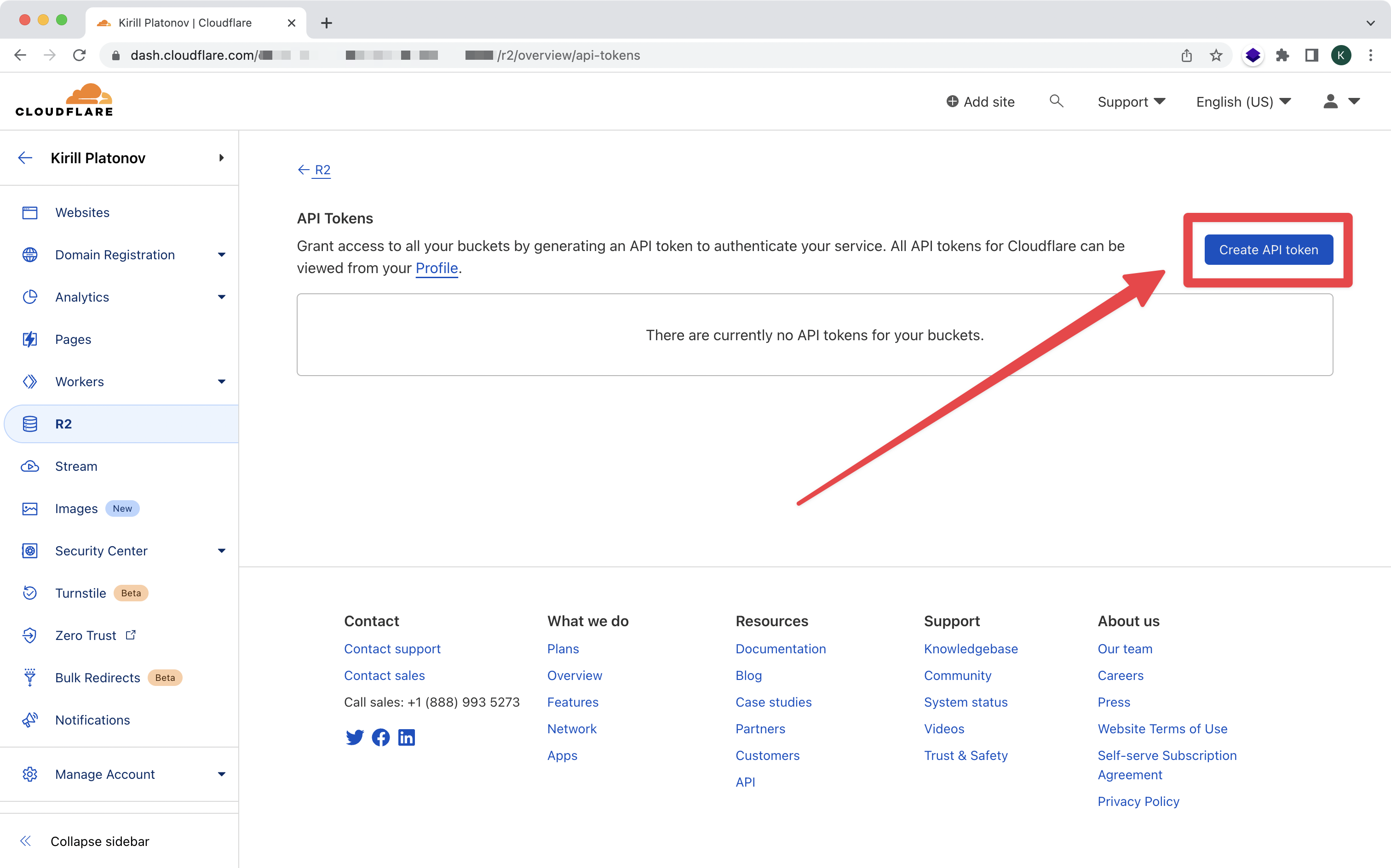 Cloudflare R2 auth token generation step 2